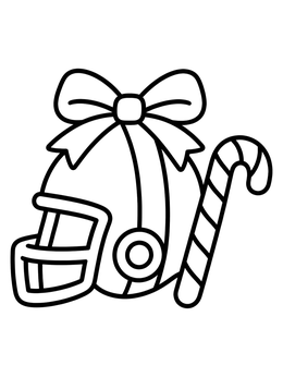 Free printable Festive Football Helmet And Candy Cane coloring page