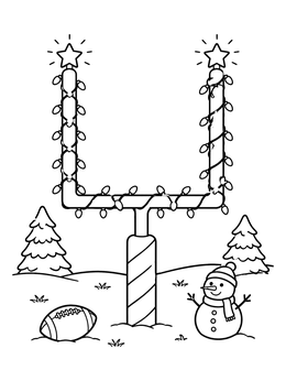 Free printable Festive Football Goalpost With Lights coloring page