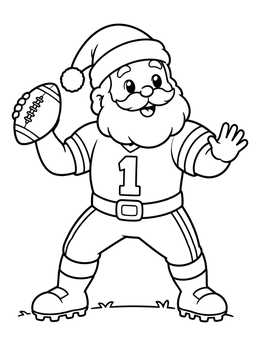 Free printable Santa Claus Playing Football coloring page