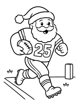 Free printable Santa Claus Running With Football coloring page