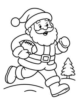 Free printable Santa Claus Running With Football coloring page
