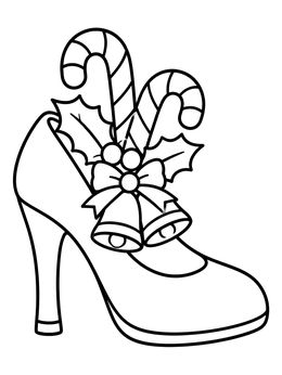 Free printable Festive Christmas High Heel Shoe coloring page
