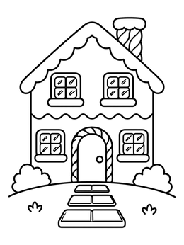 Free printable Cute Gingerbread House With Path coloring page