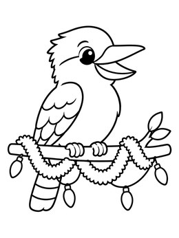 Free printable Merry Kookaburra On Festive Branch coloring page