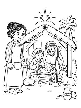 Free printable Italian Presepe Nativity Scene coloring page