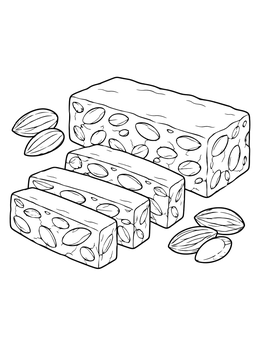 Sliced almond torrone in this festive christmas in italy coloring page.