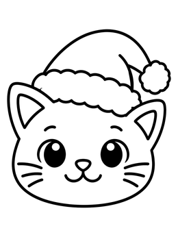 Free printable Cute Kitten In Santa Hat coloring page