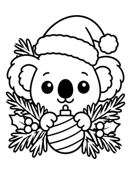 Free printable Festive Koala With Holiday Bauble coloring page