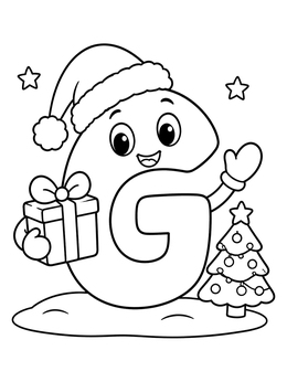 Free printable Christmas Letter G With Gift coloring page