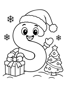 Free printable Christmas Letter S With Tree coloring page