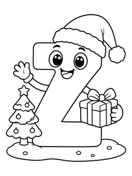 Free printable Festive Letter Z Celebrating Christmas coloring page
