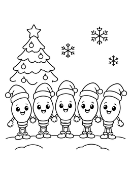 Free printable Christmas Light Bulbs In Santa Hats coloring page