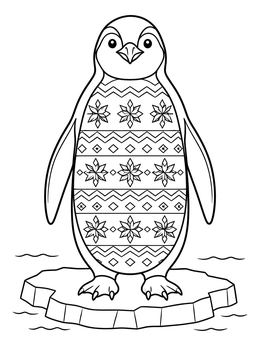 Free printable Penguin With Winter Sweater Pattern coloring page