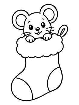 Free printable Cute Mouse In Holiday Stocking coloring page