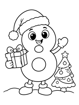 Free printable Christmas Number Eight Character coloring page