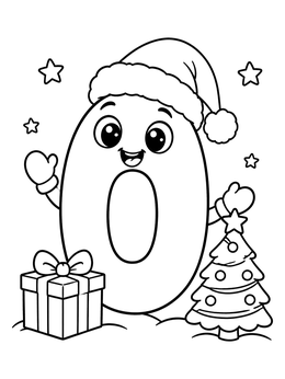 Free printable Festive Christmas Number Zero coloring page