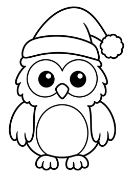 Free printable Cute Owl With Santa Hat coloring page