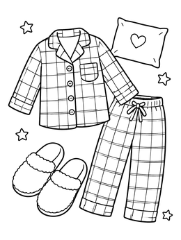 Free printable Cozy Flannel Pajama Set With Slippers coloring page