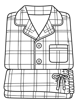 Free printable Folded Plaid Flannel Pajamas Set coloring page
