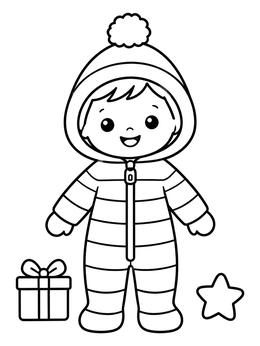 Free printable Toddler In Striped Holiday Onesie coloring page