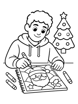 Free printable Boy Drawing Santa Pop Art coloring page
