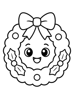 Free printable Cheerful Holiday Wreath Character coloring page