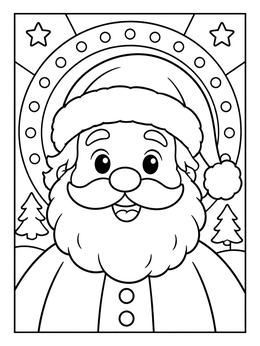 Free printable Cheerful Santa Pop Art Portrait coloring page