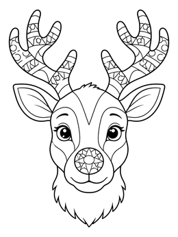 Free printable Reindeer With Patterned Antlers coloring page