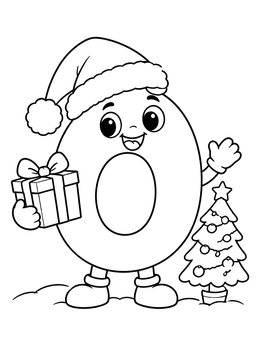 Free printable Festive Christmas Letter O Character coloring page
