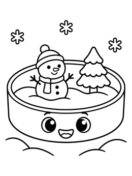 Free printable Cute Petri Dish Winter Scene coloring page