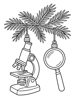 Free printable Science Ornaments On Pine Branch coloring page