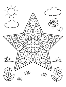 Free printable Floral Patterned Star In Nature coloring page