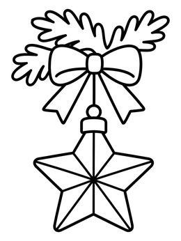 Free printable Hanging Star Ornament With Bow coloring page