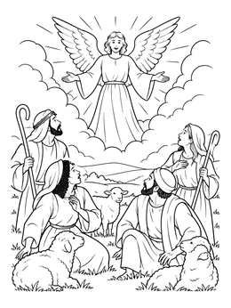Free printable Angel Appearing To The Shepherds coloring page