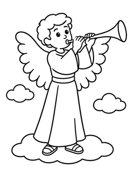 Free printable Herald Angel Blowing A Trumpet coloring page