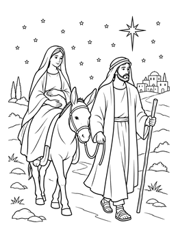 Free printable Mary And Joseph Journey To Bethlehem coloring page