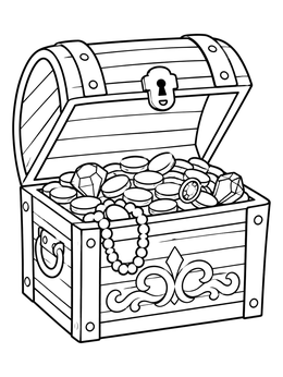 Free printable Open Treasure Chest Of Gold And Jewels coloring page