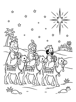 Free printable Three Wise Men On Camels coloring page