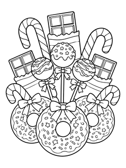 A sweet festive arrangement in this christmas doodle coloring page.
