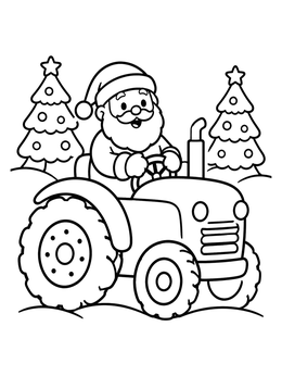 Free printable Santa Claus Driving A Tractor coloring page