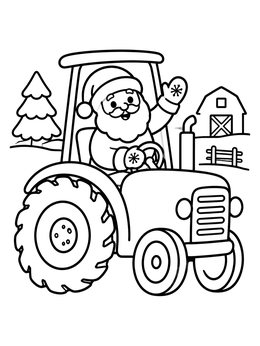 Free printable Santa Claus On A Farm Tractor coloring page