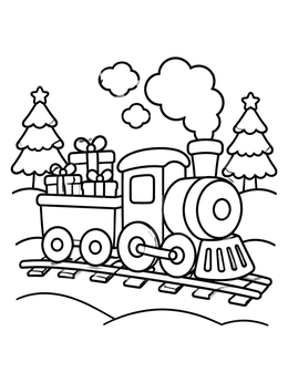 Free printable Holiday Steam Train With Presents coloring page