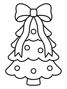 Free printable Christmas Tree With Ribbon Bow Topper coloring page