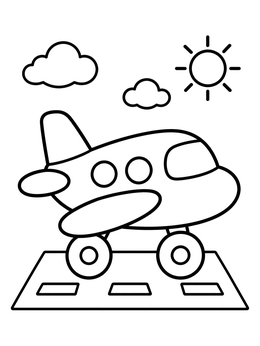 Free printable Cute Chunky Airplane On Runway coloring page