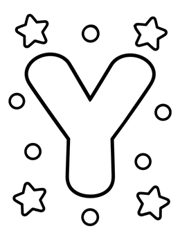 Free printable Chunky Capital Letter Y With Stars coloring page