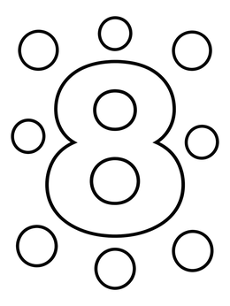 Free printable Chunky Number Eight With Polka Dots coloring page