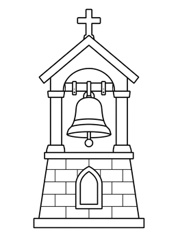 Free printable Church Belfry Tower With Bell coloring page