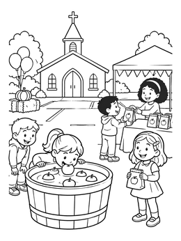 Free printable Church Fall Harvest Festival Games coloring page