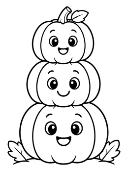 Free printable Cute Stacked Harvest Pumpkins coloring page