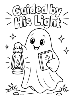 Free printable Friendly Ghost Guided By His Light coloring page